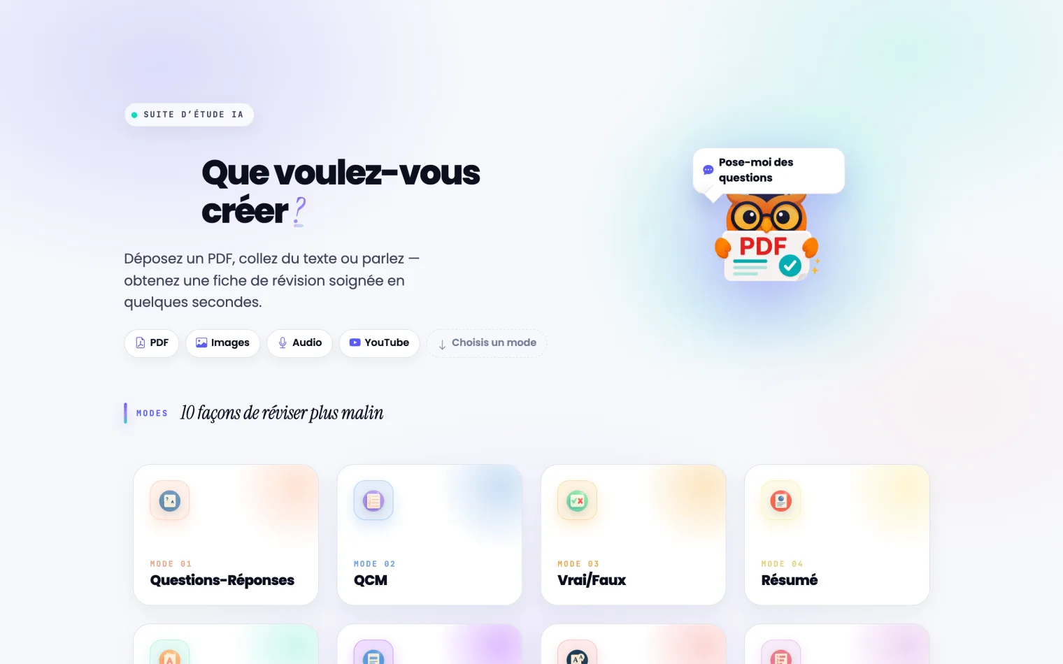 Quizify sur le web : page d'accueil de l'application
