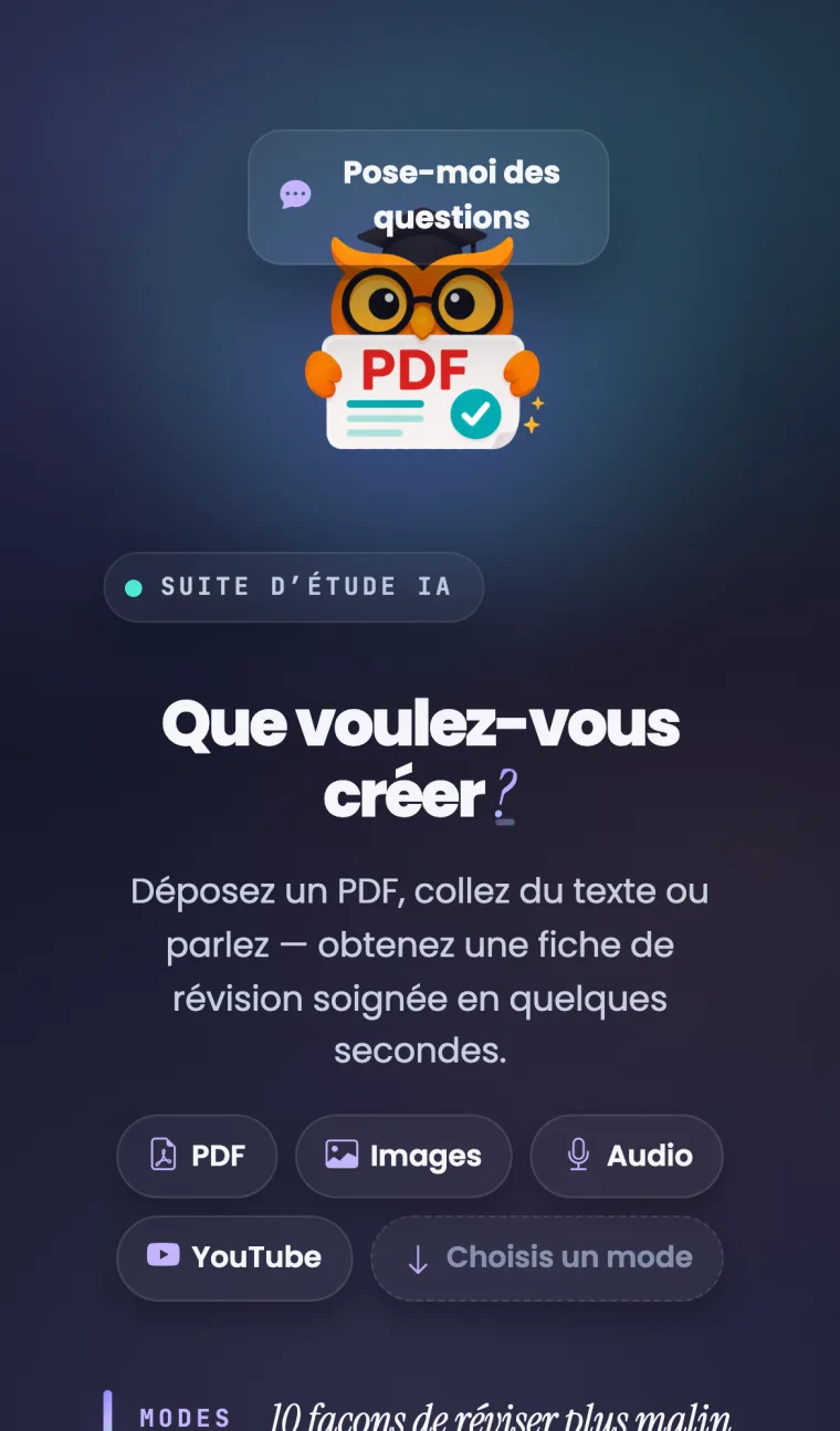 Quizify en mode sombre sur iPhone